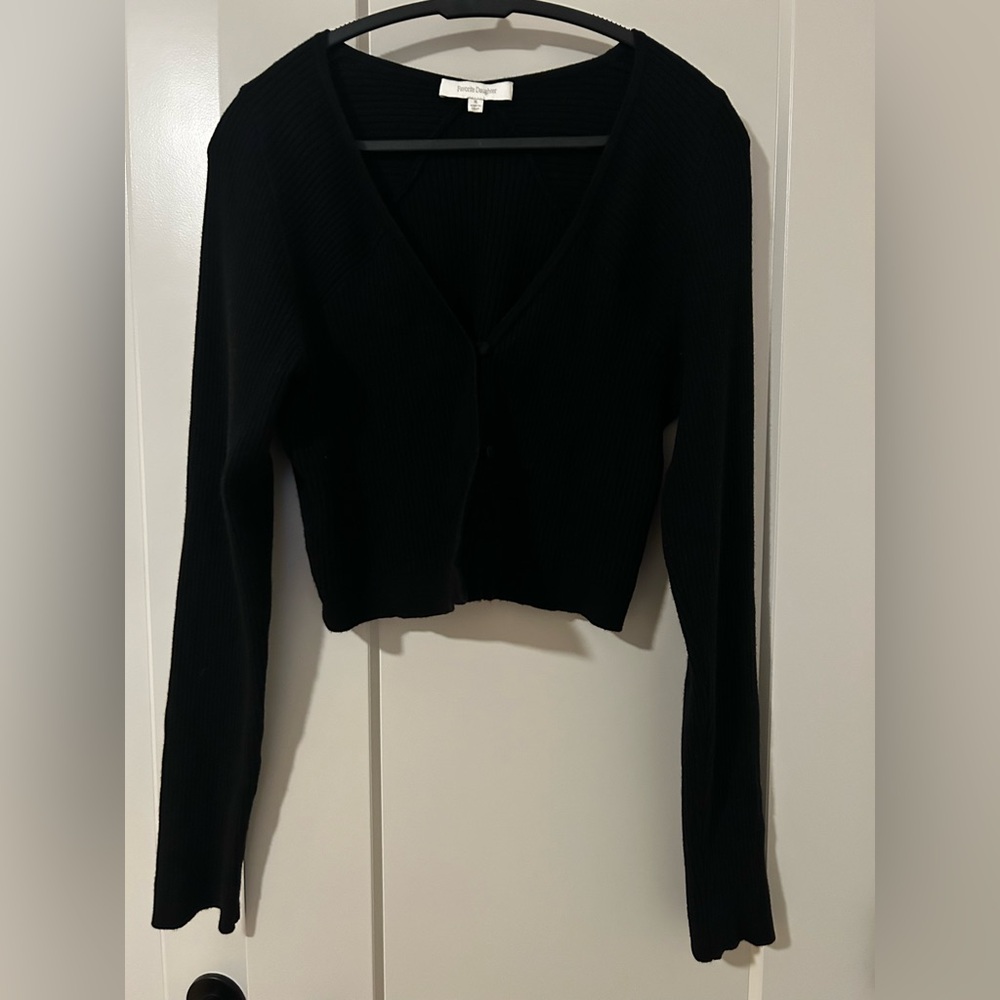 Favorite Daughter Black Ribbed Knit Sweater